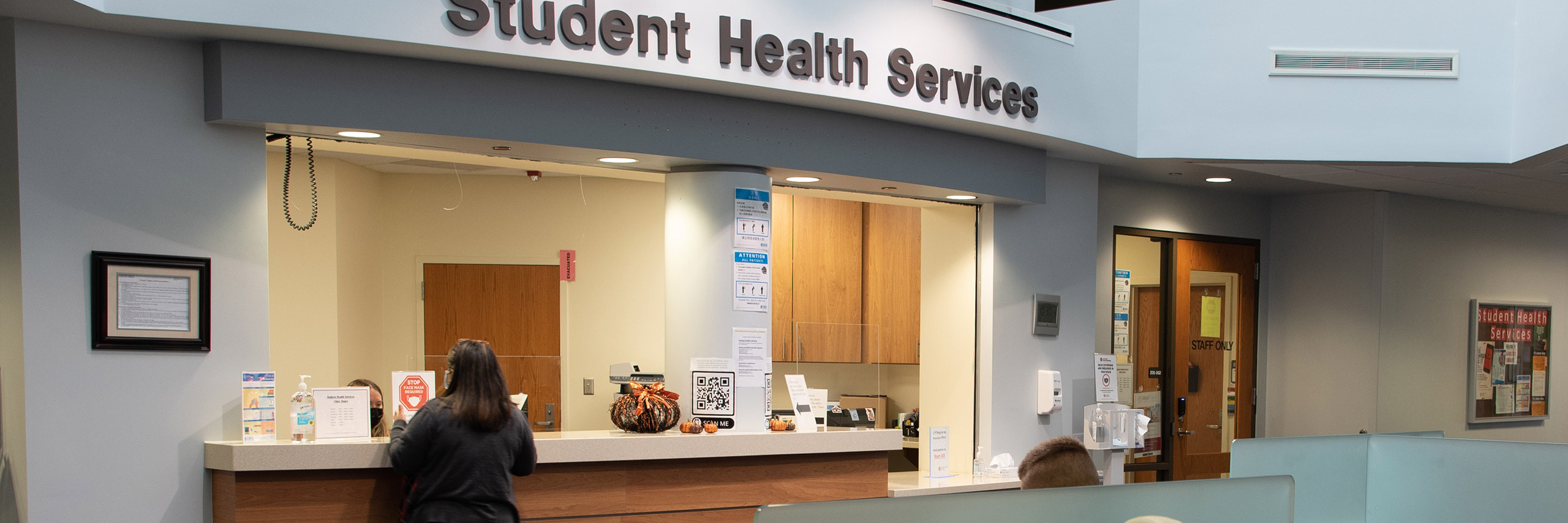 Student Health Services reception.